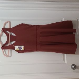 Halara everyday activity racer back auburn red midi dress